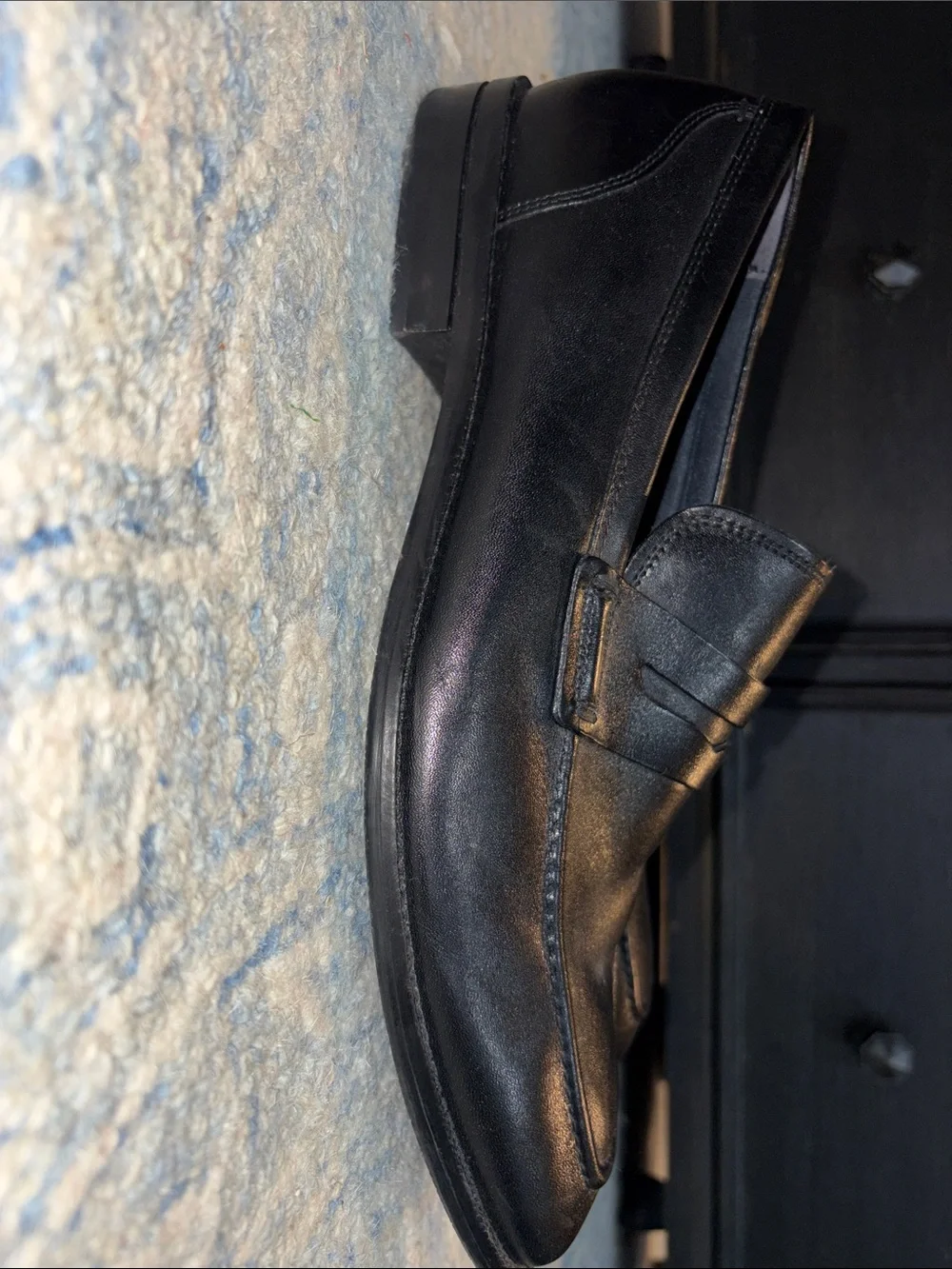Cole Haan Black Leather Slip-On Penny Loafers